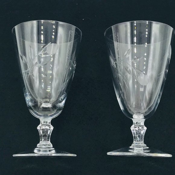 Vintage Fostoria Sweetheart Rose Etched Juice Glasses, Set of 2 - Picture 4 of 5